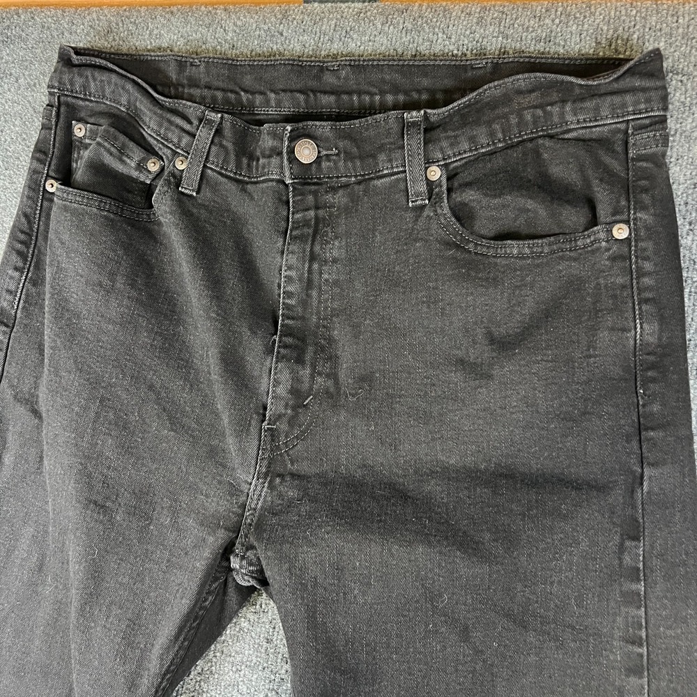Levi's 505 Jeans Mens 38x28 Black Dark Wash Denim Cotton Mid Rise Straight Leg